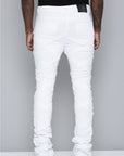 Men's Stacked Fit White Color Jeans