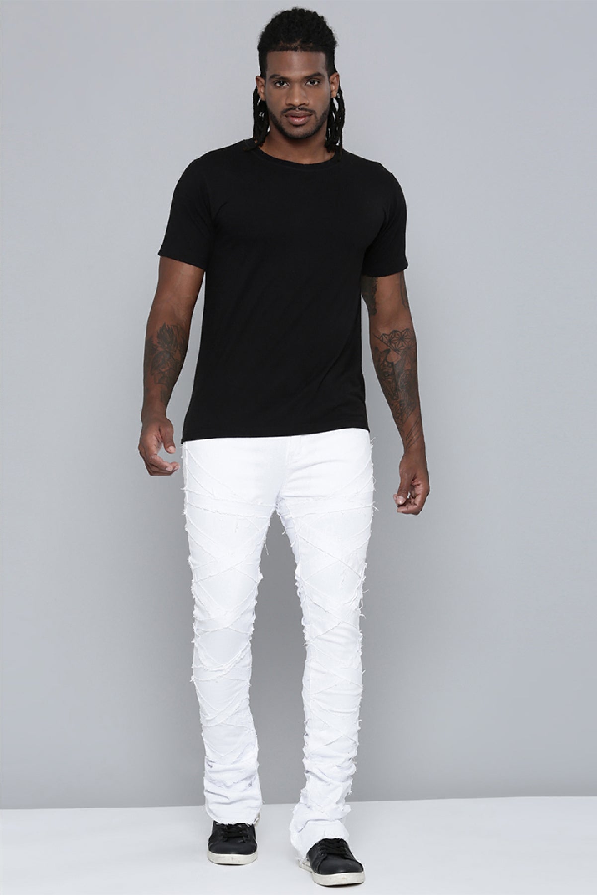 Men's Stacked Fit White Color Jeans