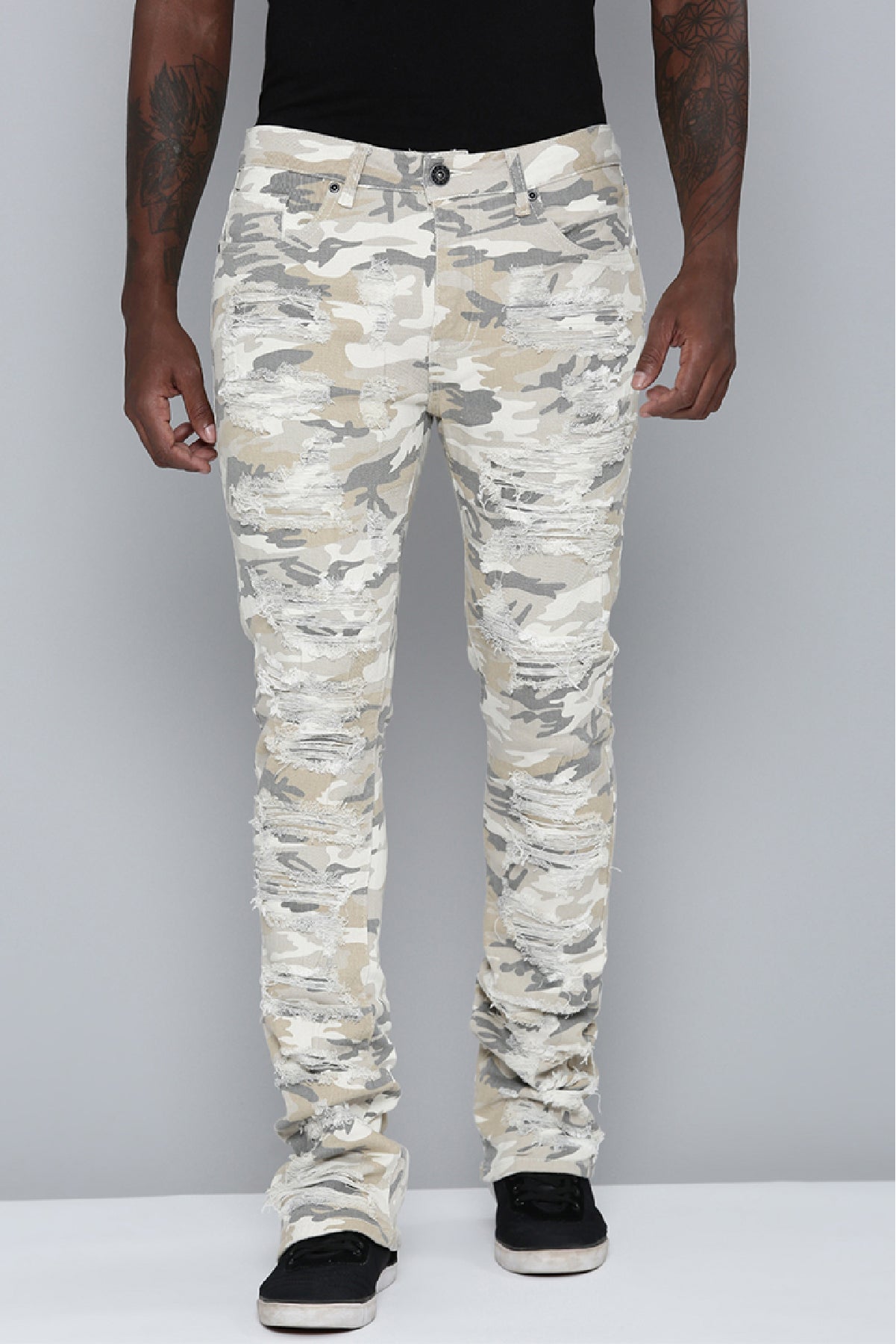 Men's Stacked Fit Bone Camo Color Jeans