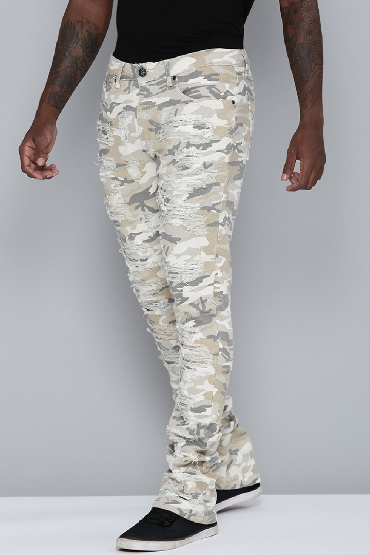 Men's Stacked Fit Bone Camo Color Jeans