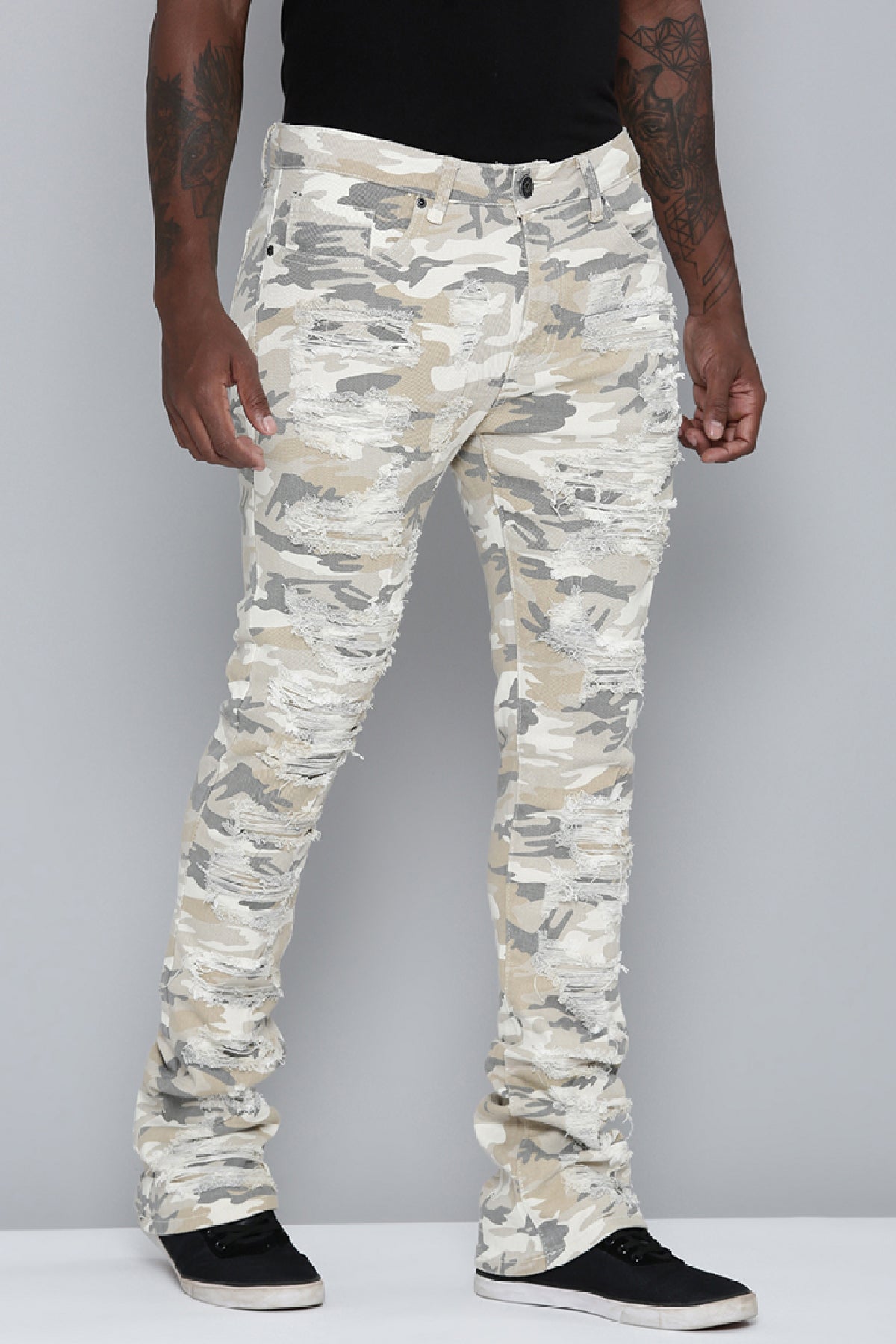 Men's Stacked Fit Bone Camo Color Jeans