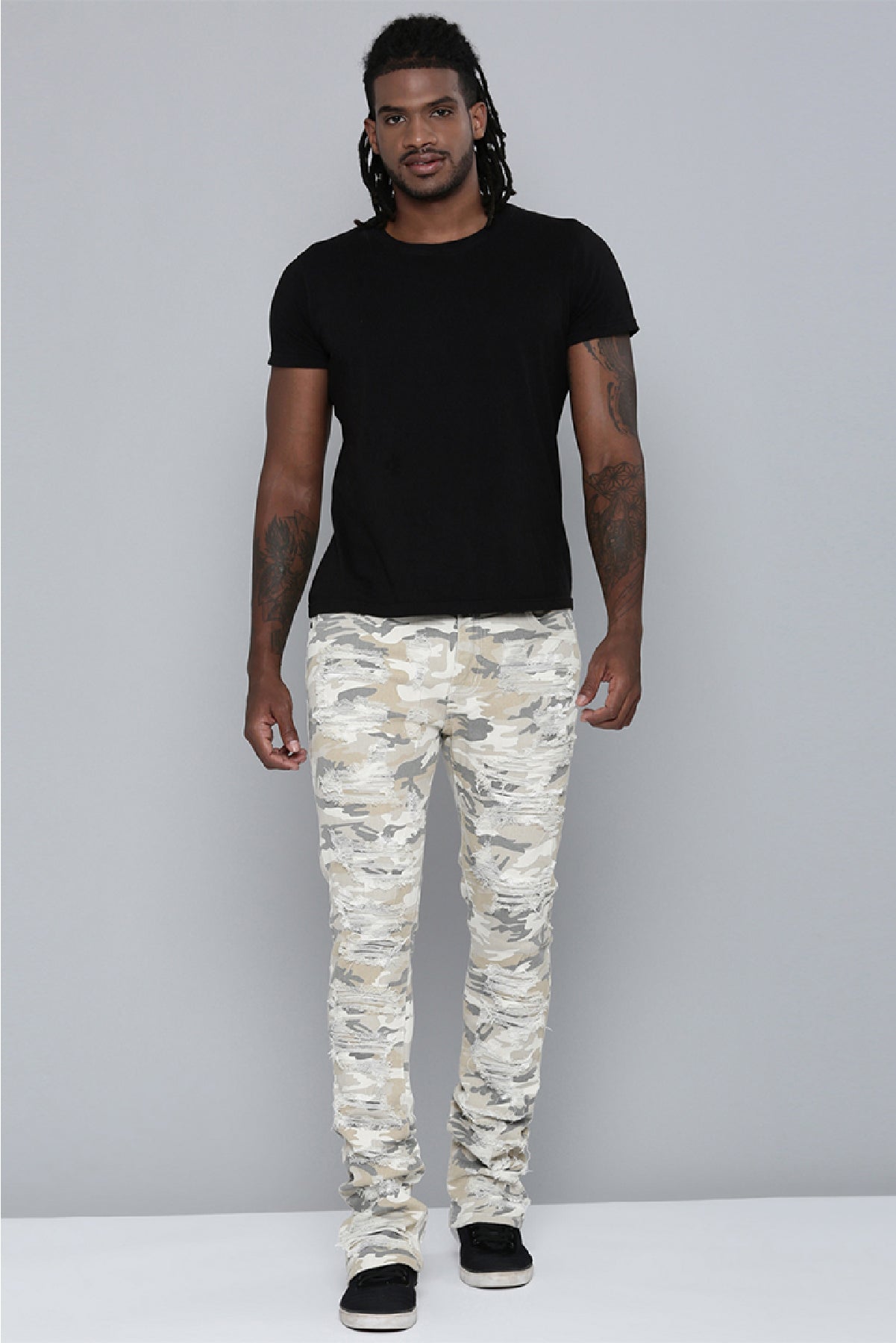 Men's Stacked Fit Bone Camo Color Jeans