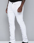 Men's Stacked Fit White Color Jeans
