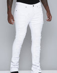 Men's Stacked Fit White Color Jeans
