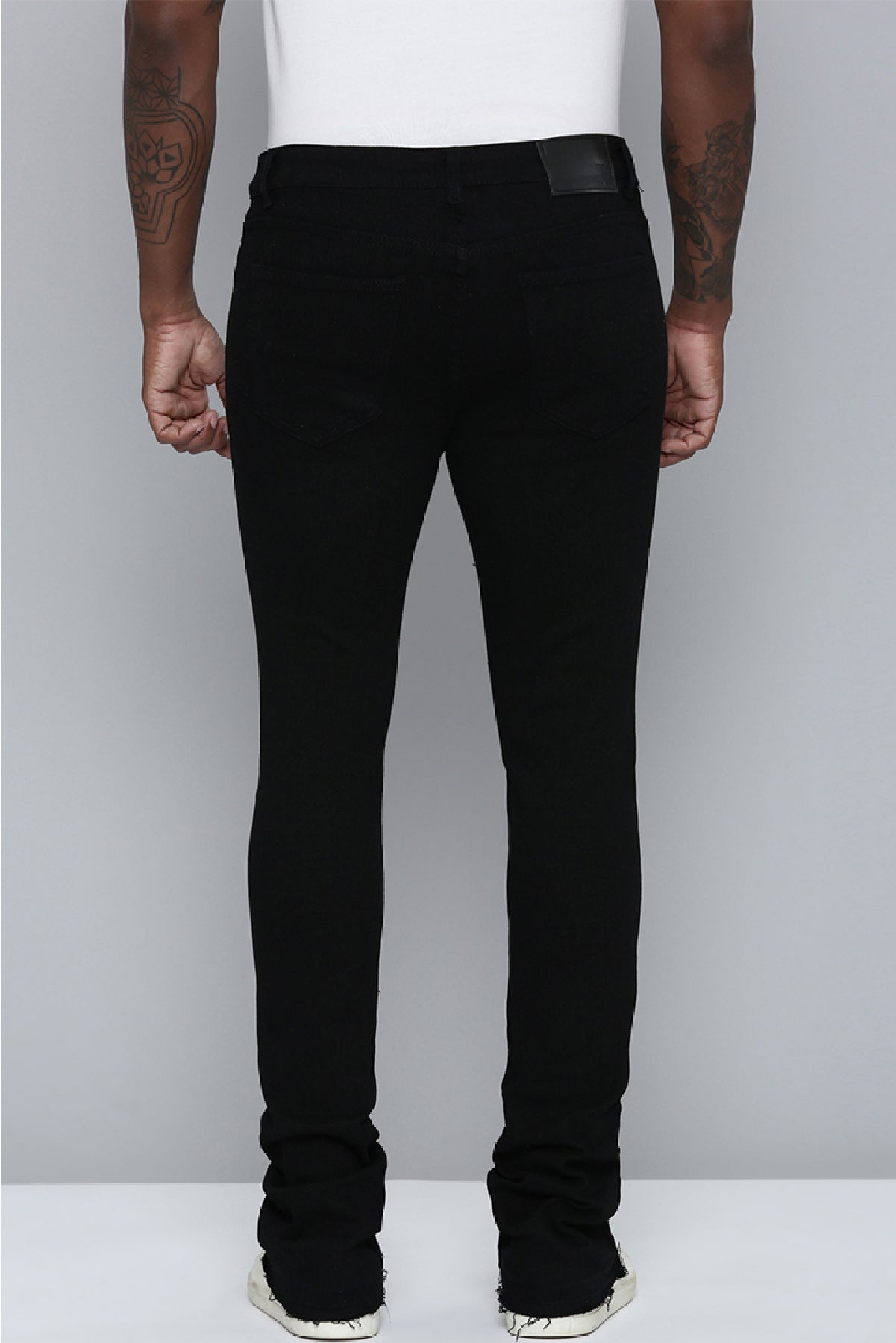 Men's Stacked Fit Jet Black Color Jeans