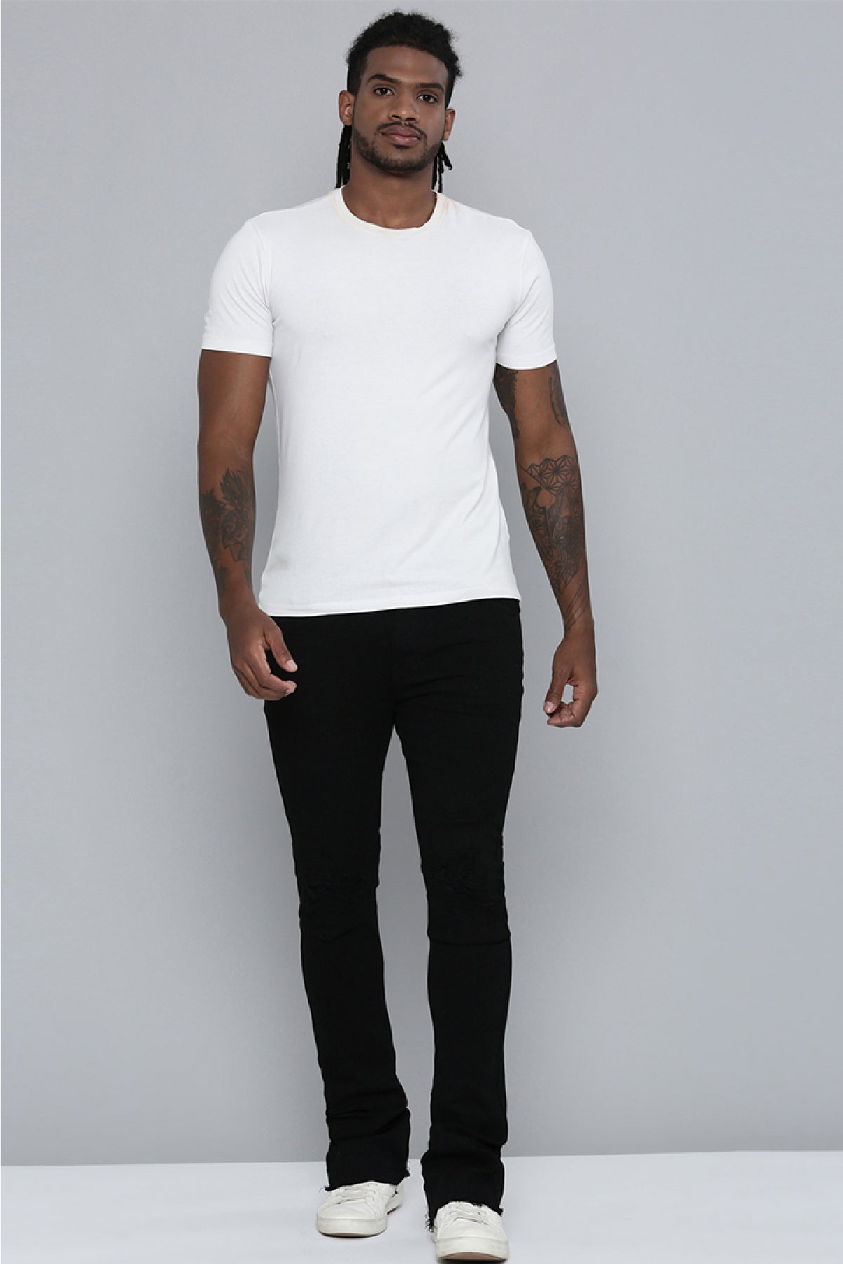 Men's Stacked Fit Jet Black Color Jeans