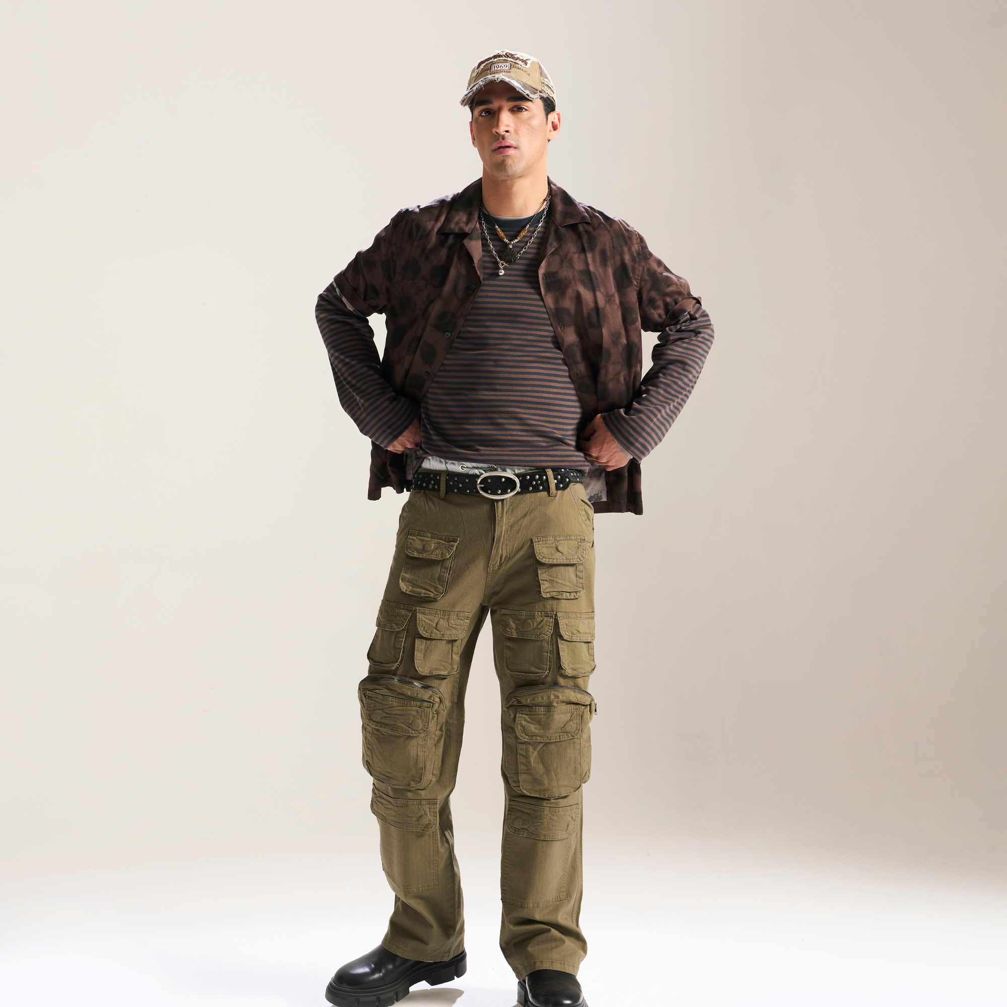 Waimea Olive Baggy Fit Cargo Pants