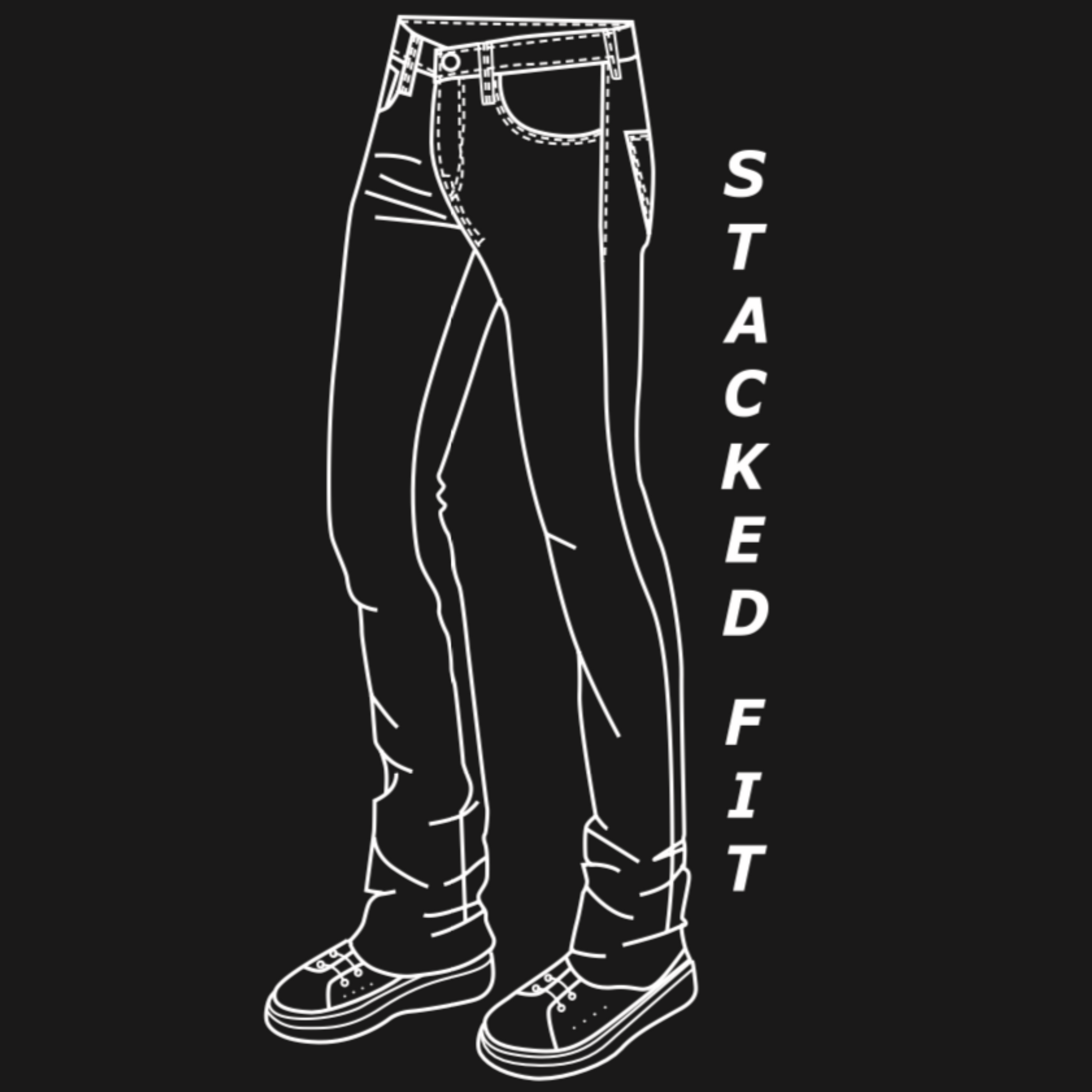 Jet Black Distressed and Frayed Rips Stacked Denims