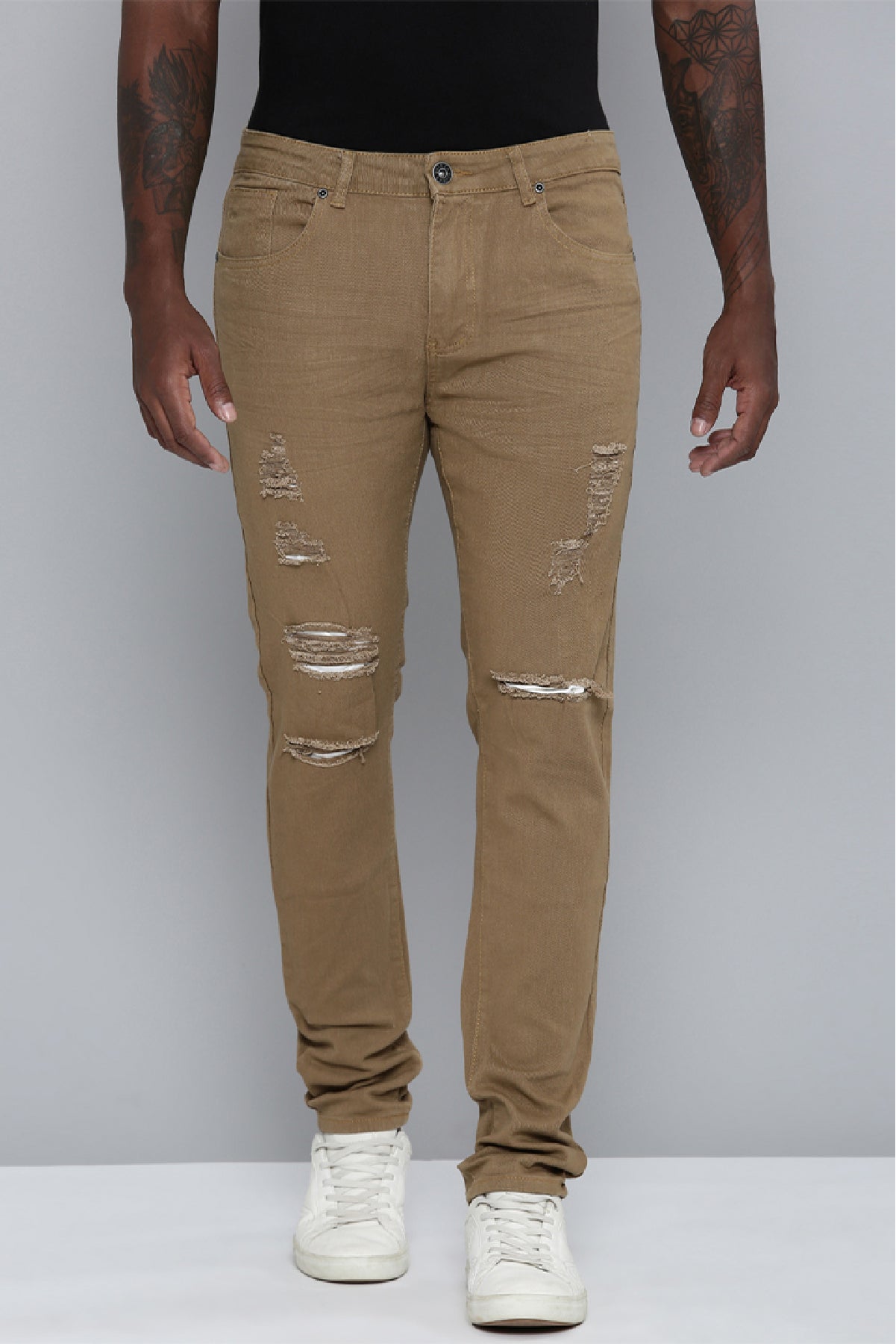 Men's Skinny Fit Khaki Color Jeans