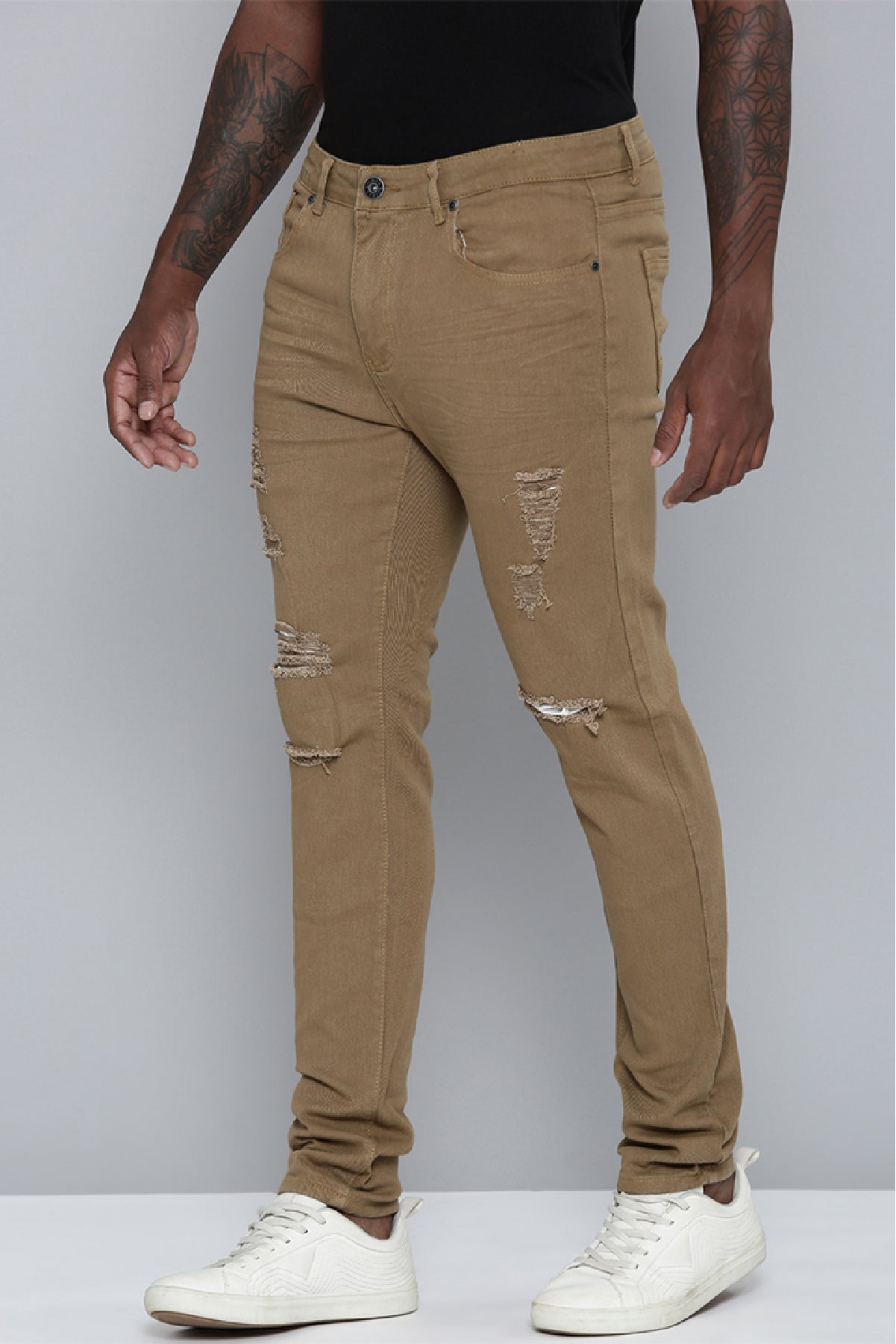 Men's Skinny Fit Khaki Color Jeans