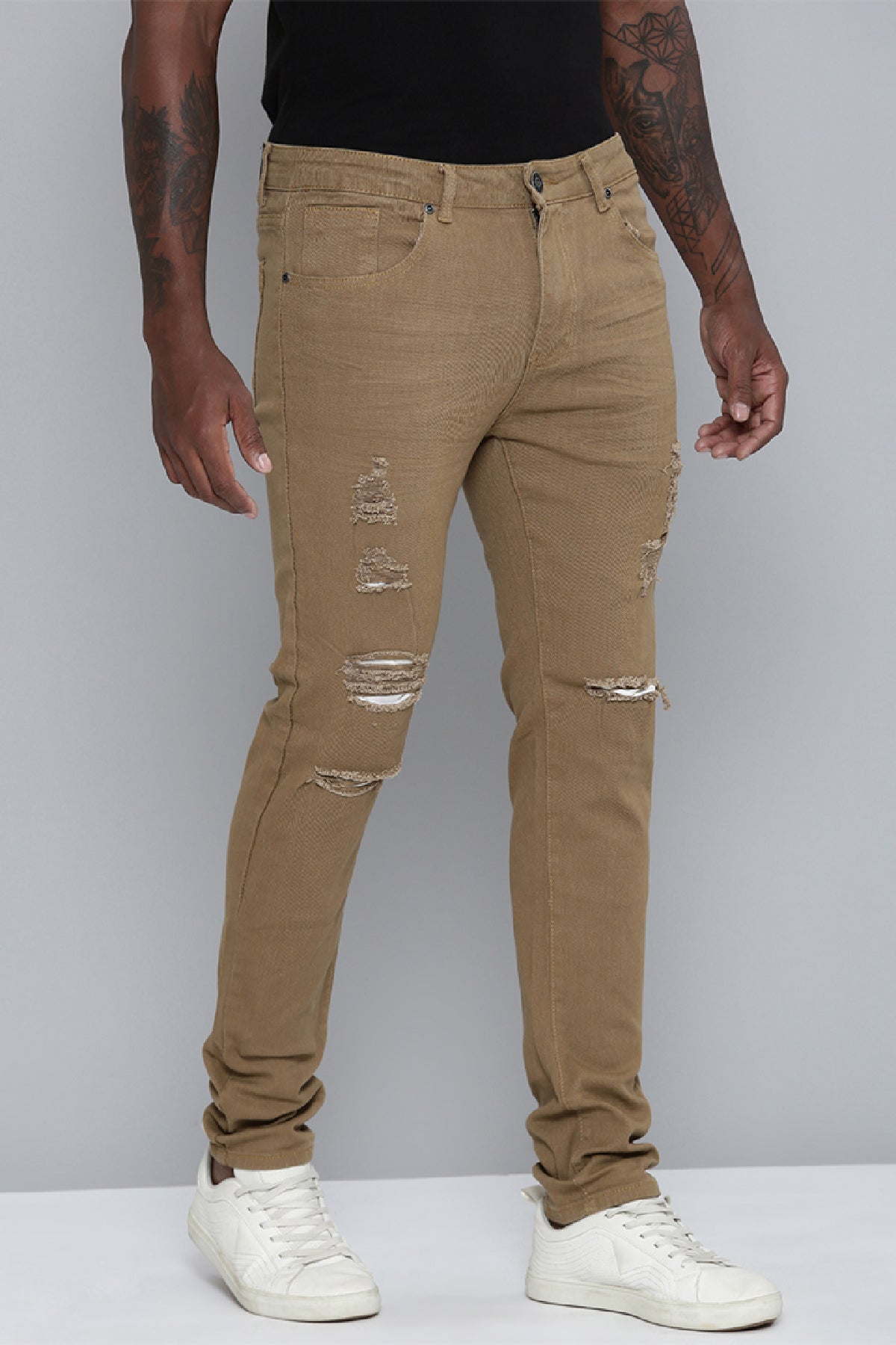 Men's Skinny Fit Khaki Color Jeans