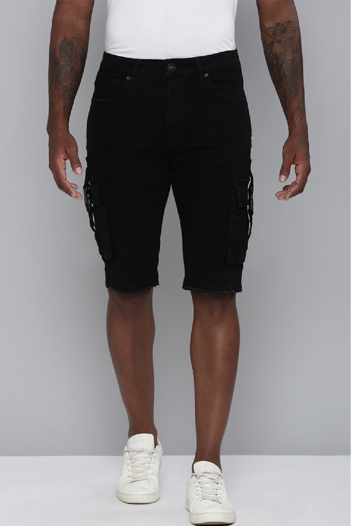 Men's Skinny Fit Jet Black Color Shorts