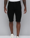 Men's Skinny Fit Jet Black Color Shorts