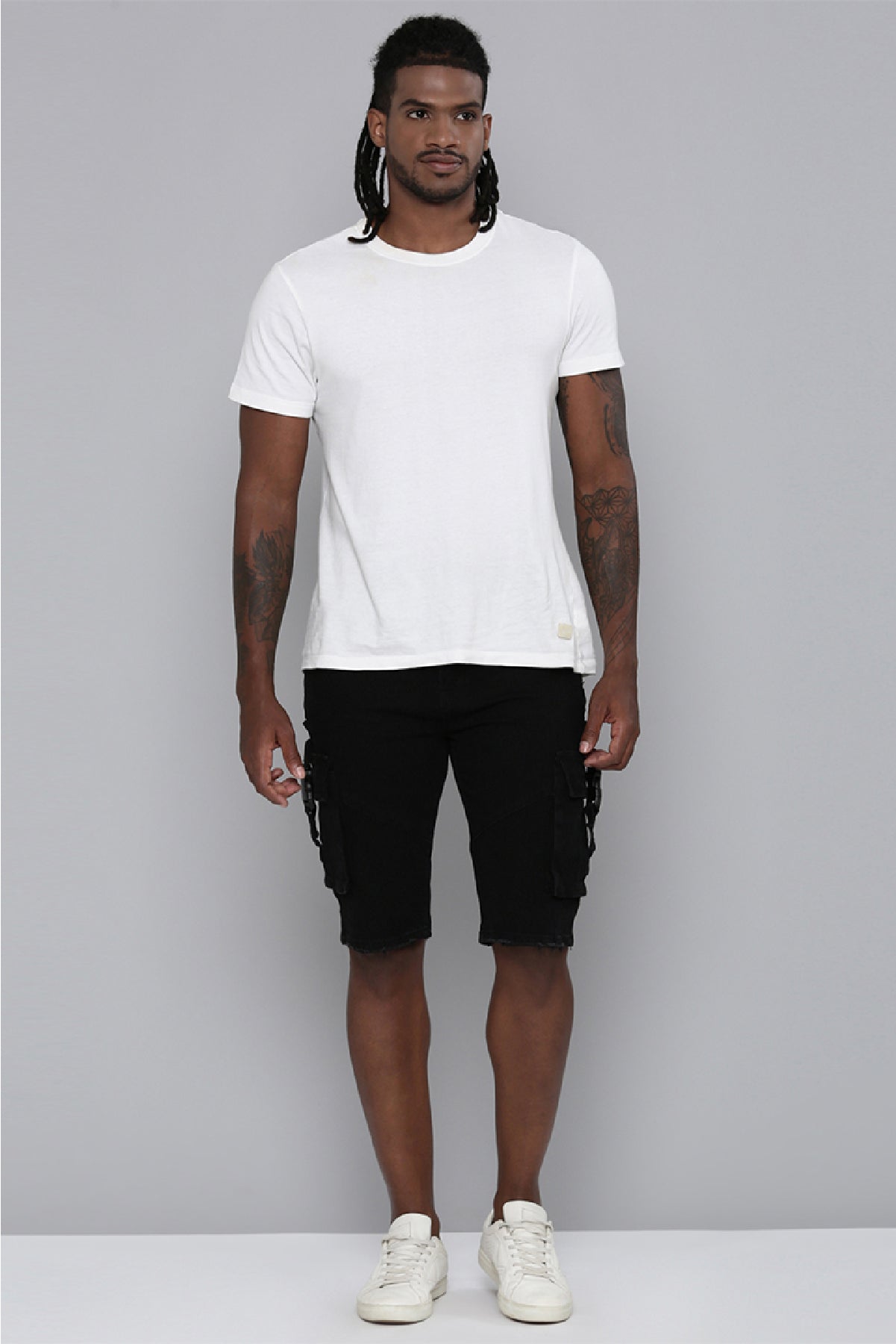 Men's Skinny Fit Jet Black Color Shorts